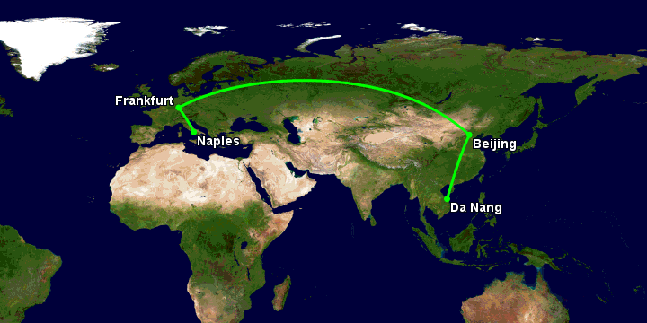 Bay từ Đà Nẵng đến Naples qua Bắc Kinh, Frankfurt