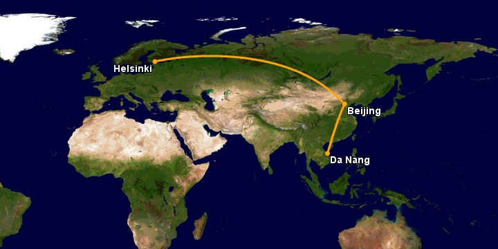 Bay từ Đà Nẵng đến Helsinki qua Bắc Kinh