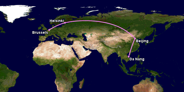 Bay từ Đà Nẵng đến Brussels qua Bắc Kinh, Helsinki