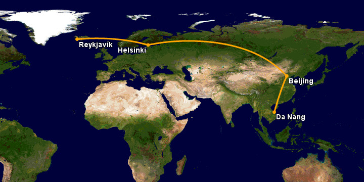 Bay từ Đà Nẵng đến Reykjavik qua Bắc Kinh, Helsinki