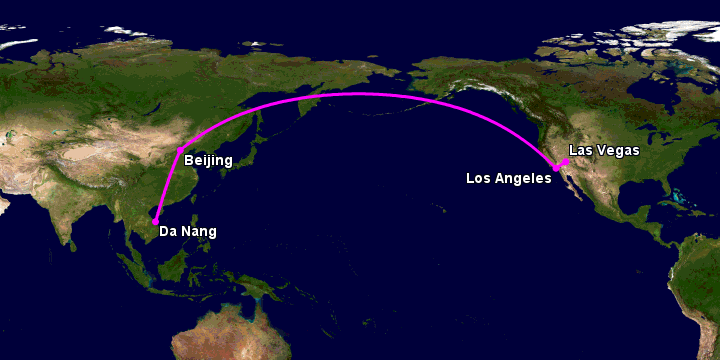 Bay từ Đà Nẵng đến Las Vegas qua Bắc Kinh, Los Angeles