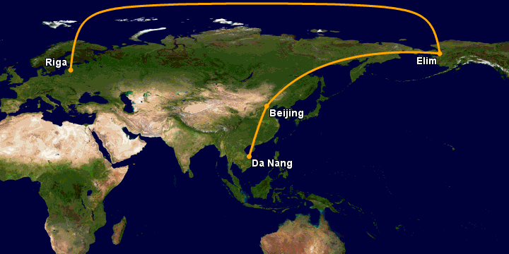 Bay từ Đà Nẵng đến Riga qua Bắc Kinh, Moscow