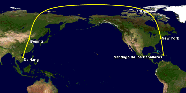 Bay từ Đà Nẵng đến Santiago Do qua Bắc Kinh, New York