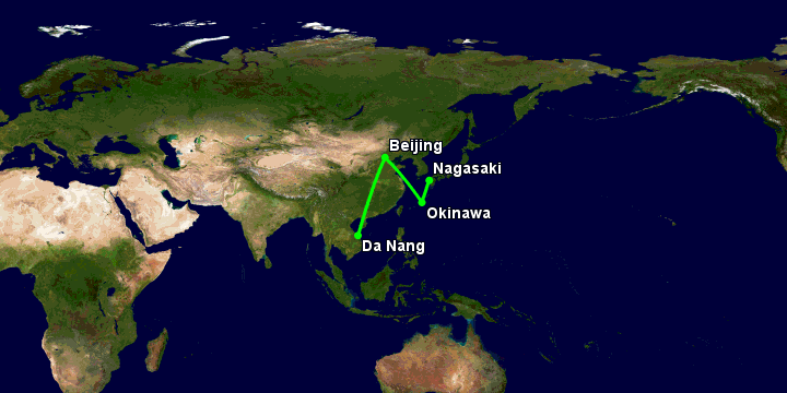 Bay từ Đà Nẵng đến Nagasaki qua Bắc Kinh, Okinawa Island