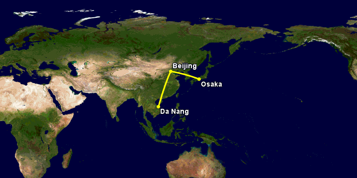 Bay từ Đà Nẵng đến Osaka qua Bắc Kinh