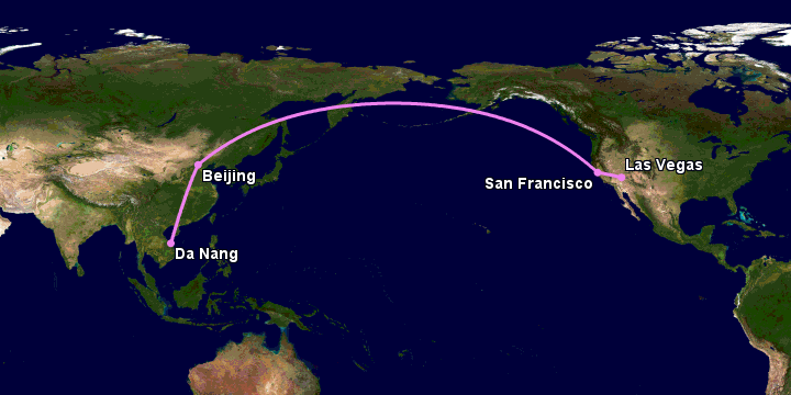 Bay từ Đà Nẵng đến Las Vegas qua Bắc Kinh, San Francisco