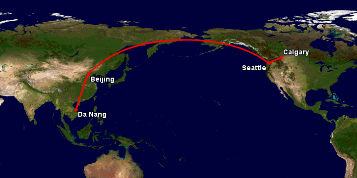 Bay từ Đà Nẵng đến Calgary qua Bắc Kinh, Seattle