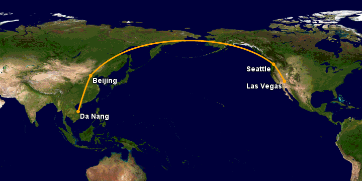 Bay từ Đà Nẵng đến Las Vegas qua Bắc Kinh, Seattle