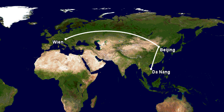 Bay từ Đà Nẵng đến Vienna qua Bắc Kinh