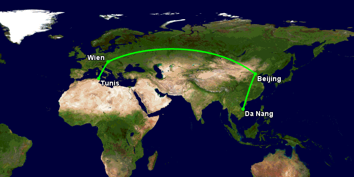 Bay từ Đà Nẵng đến Tunis qua Bắc Kinh, Vienna