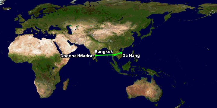 Bay từ Đà Nẵng đến Chennai qua Bangkok