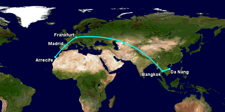 Bay từ Đà Nẵng đến Lanzarote qua Bangkok, Frankfurt, Madrid