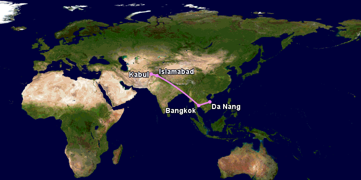 Bay từ Đà Nẵng đến Kabul qua Bangkok, Islamabad
