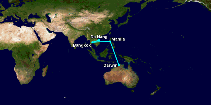 Bay từ Đà Nẵng đến Darwin qua Bangkok, Manila