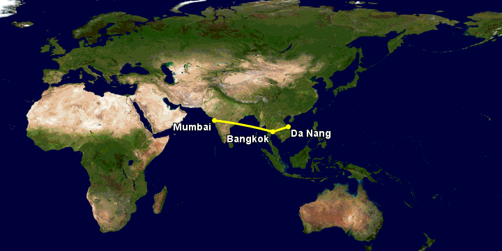 Bay từ Đà Nẵng đến Mumbai qua Bangkok