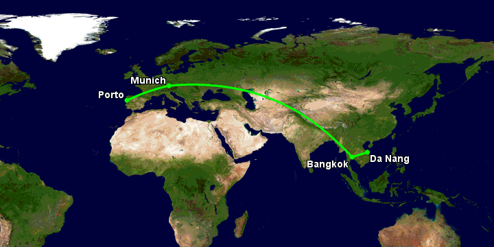 Bay từ Đà Nẵng đến Porto Portugal qua Bangkok, Munich