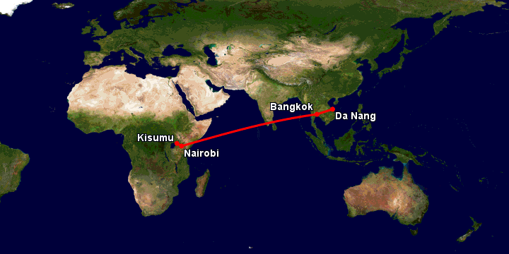 Bay từ Đà Nẵng đến Kisumu qua Bangkok, Nairobi