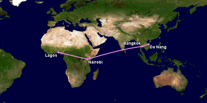 Bay từ Đà Nẵng đến Lagos qua Bangkok, Nairobi