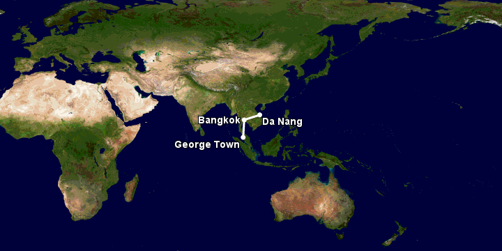 Bay từ Đà Nẵng đến Penang qua Bangkok