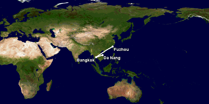 Bay từ Đà Nẵng đến Phúc Châu qua Bangkok