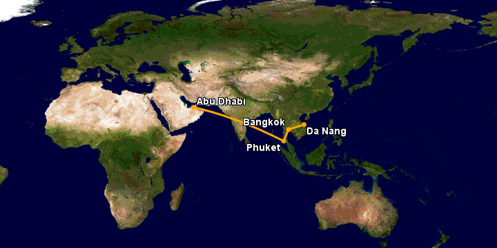 Bay từ Đà Nẵng đến Abu Dhabi qua Bangkok, Phuket City