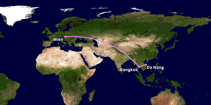 Bay từ Đà Nẵng đến Vienna qua Bangkok