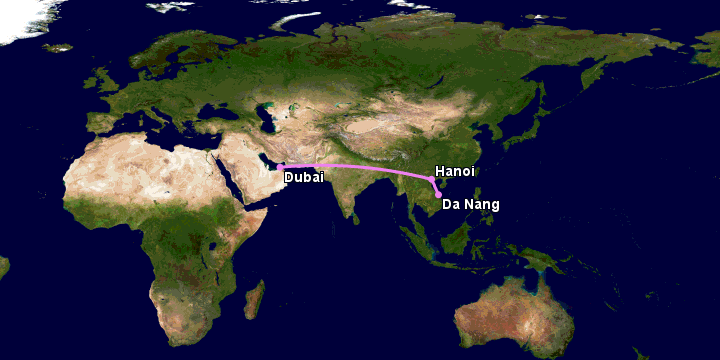 Bay từ Đà Nẵng đến Dubai qua Hà Nội