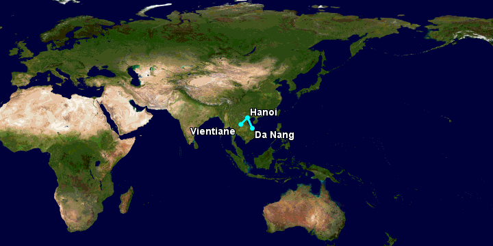 Bay từ Đà Nẵng đến Vientiane qua Hà Nội