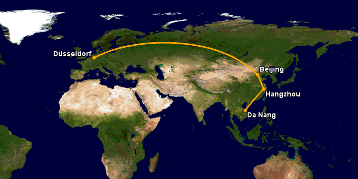 Bay từ Đà Nẵng đến Dusseldorf qua Hàng Châu, Bắc Kinh