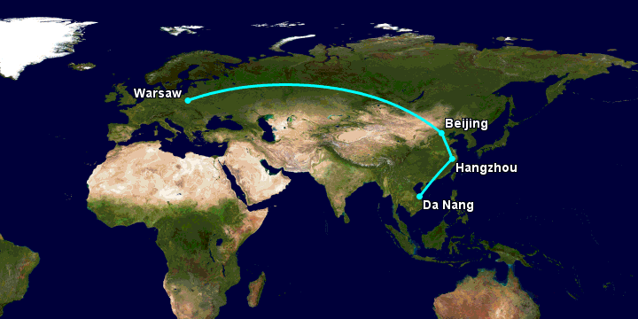 Bay từ Đà Nẵng đến Warsaw qua Hàng Châu, Bắc Kinh