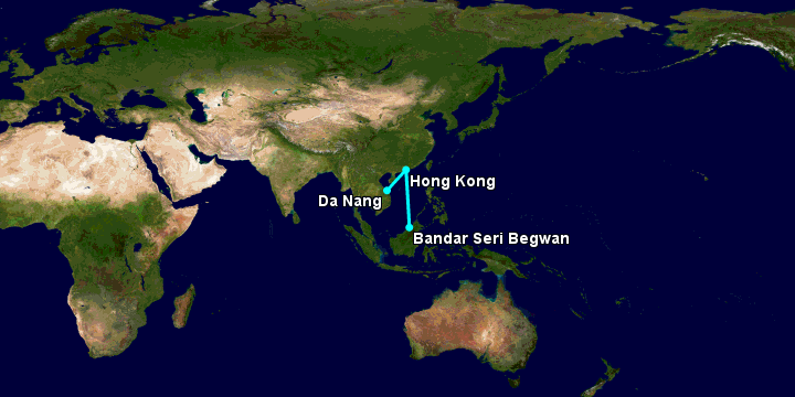 Bay từ Đà Nẵng đến Bandar Seri Begawan qua Hong Kong