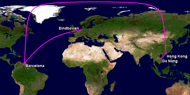 Bay từ Đà Nẵng đến Eindhoven qua Hong Kong, Barcelona