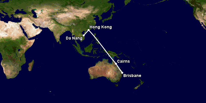 Bay từ Đà Nẵng đến Brisbane qua Hong Kong, Cairns