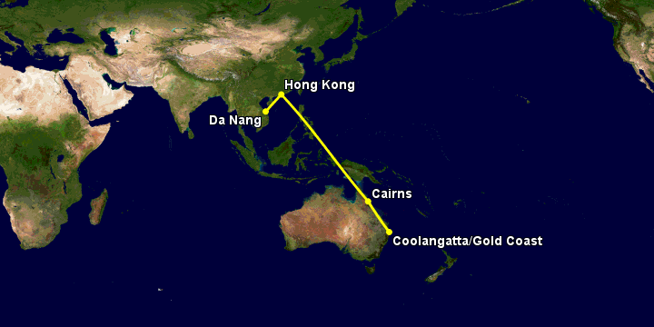 Bay từ Đà Nẵng đến Gold Coast qua Hong Kong, Cairns