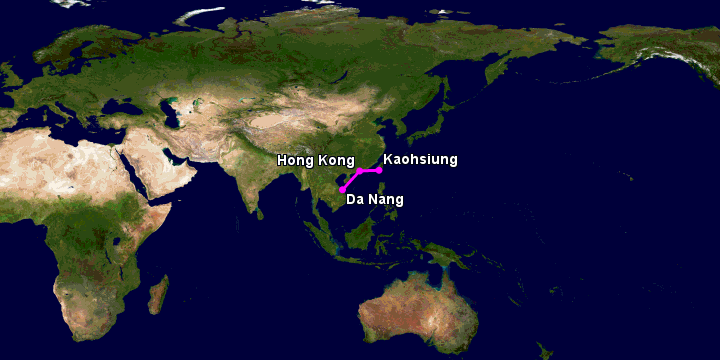 Bay từ Đà Nẵng đến Cao Hùng qua Hong Kong