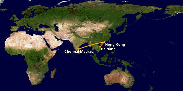 Bay từ Đà Nẵng đến Chennai qua Hong Kong