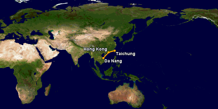Bay từ Đà Nẵng đến Đài Trung qua Hong Kong