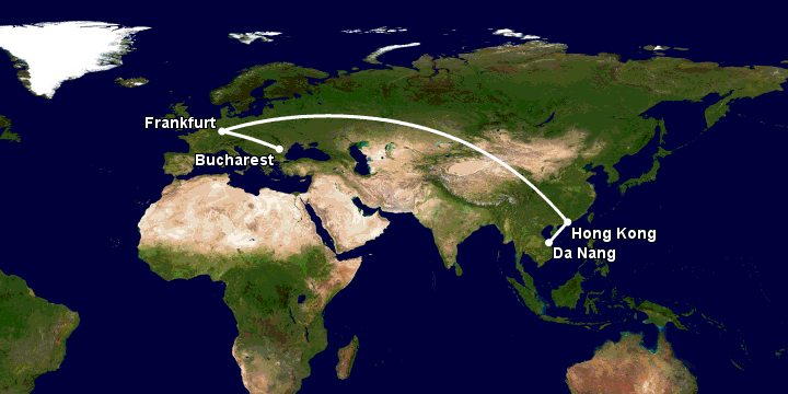 Bay từ Đà Nẵng đến Bucharest qua Hong Kong, Frankfurt
