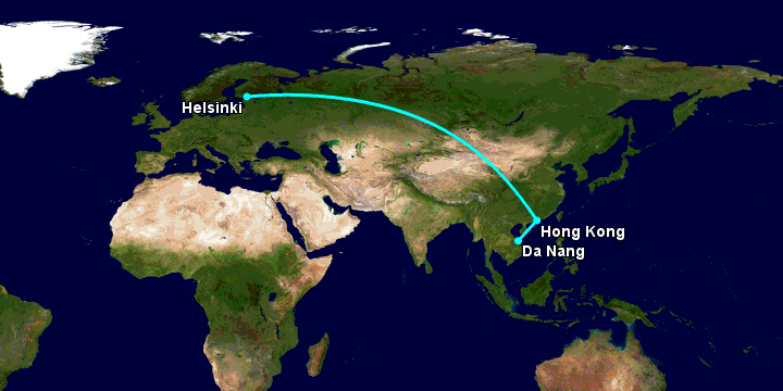 Bay từ Đà Nẵng đến Helsinki qua Hong Kong