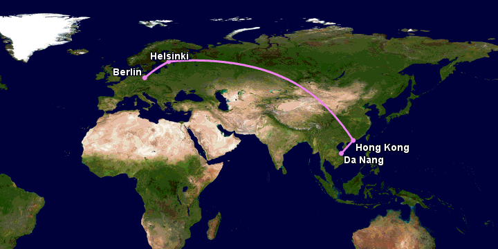 Bay từ Đà Nẵng đến Berlin qua Hong Kong, Helsinki