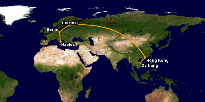 Bay từ Đà Nẵng đến Naples qua Hong Kong, Helsinki, Berlin