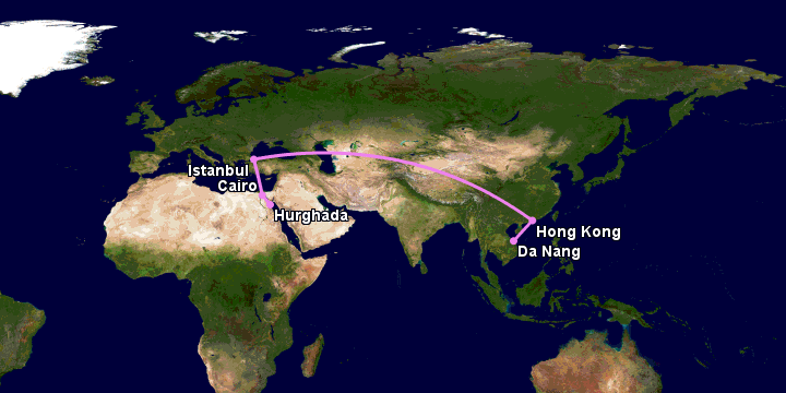 Bay từ Đà Nẵng đến Hurghada qua Hong Kong, Istanbul, Cairo