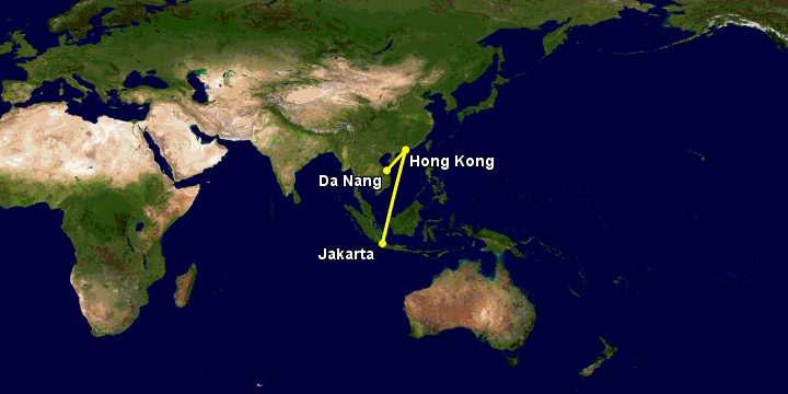 Bay từ Đà Nẵng đến Jakarta qua Hong Kong