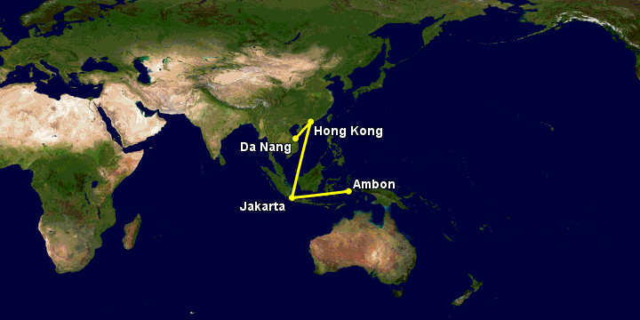 Bay từ Đà Nẵng đến Ambon qua Hong Kong, Jakarta