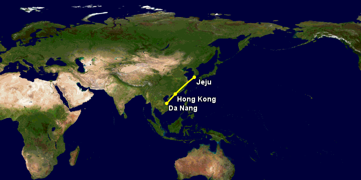 Bay từ Đà Nẵng đến Jeju qua Hong Kong