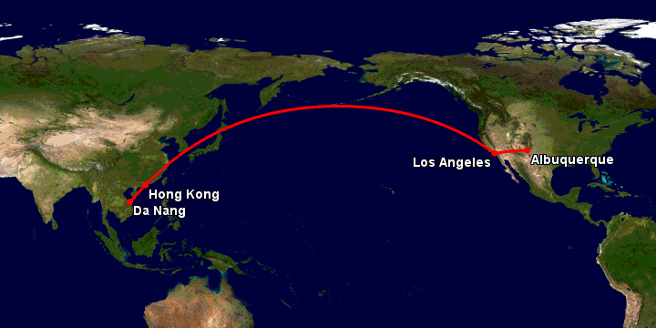 Bay từ Đà Nẵng đến Albuquerque qua Hong Kong, Los Angeles
