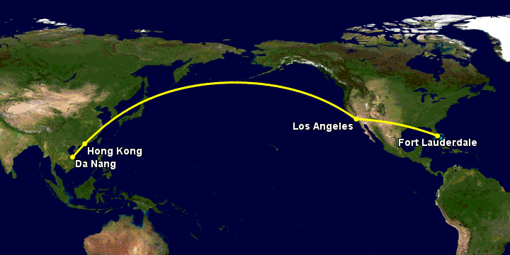 Bay từ Đà Nẵng đến Fort Lauderdale qua Hong Kong, Los Angeles