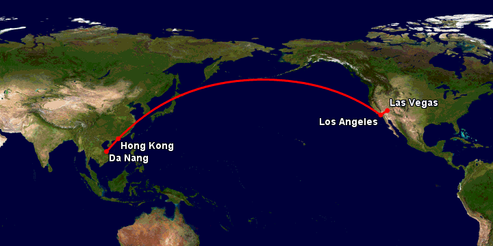 Bay từ Đà Nẵng đến Las Vegas qua Hong Kong, Los Angeles