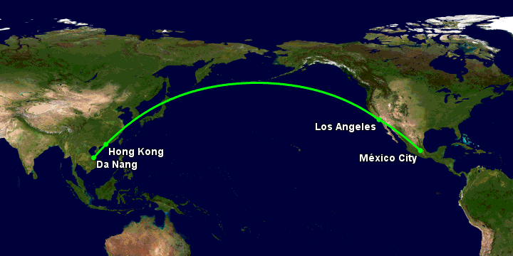 Bay từ Đà Nẵng đến Mexico City qua Hong Kong, Los Angeles