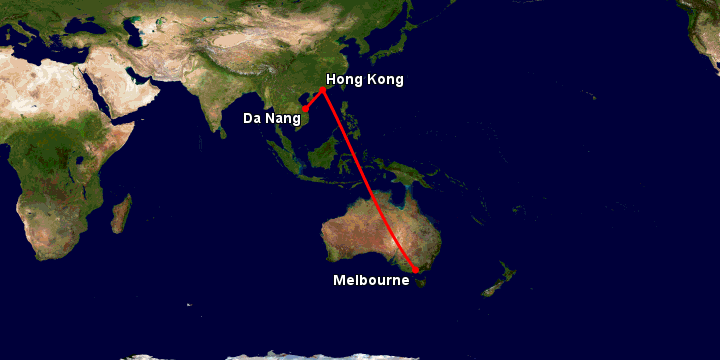 Bay từ Đà Nẵng đến Melbourne qua Hong Kong
